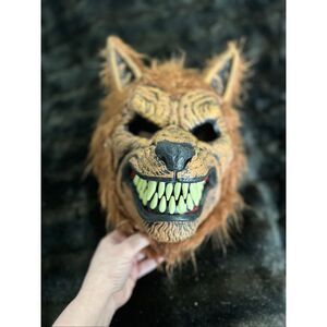 Spirit Halloween Adult Wolf Mask Adjustable Strap With Opening Mouth